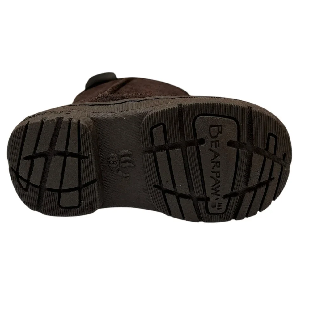 Bearpaw Toddler Boys Girls Winter Boots Size 8 Dark Brown Mid-Calf Pull-on Shoes